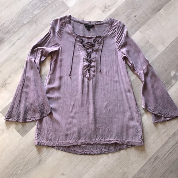 Rock & Republic 100% Rayon Oversized Peasant Hippie Boho Blouse Sz XS bell sleev - Picture 1 of 7